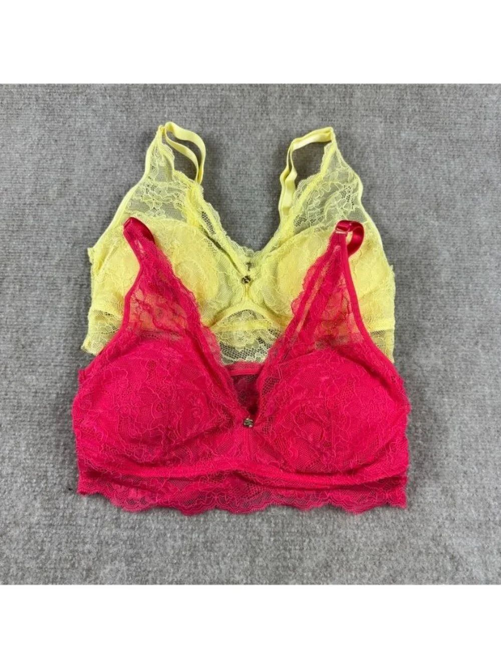 Pearl by Venus Lace Bralette 2 pc Bundle Small Pink Limelight Yellow Coquette